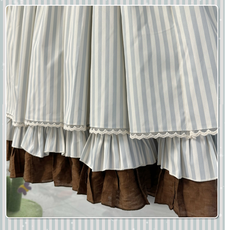 [Pre-orders available until 9/11] Stripe Secret Key Short-sleeved dress with arm sleeves