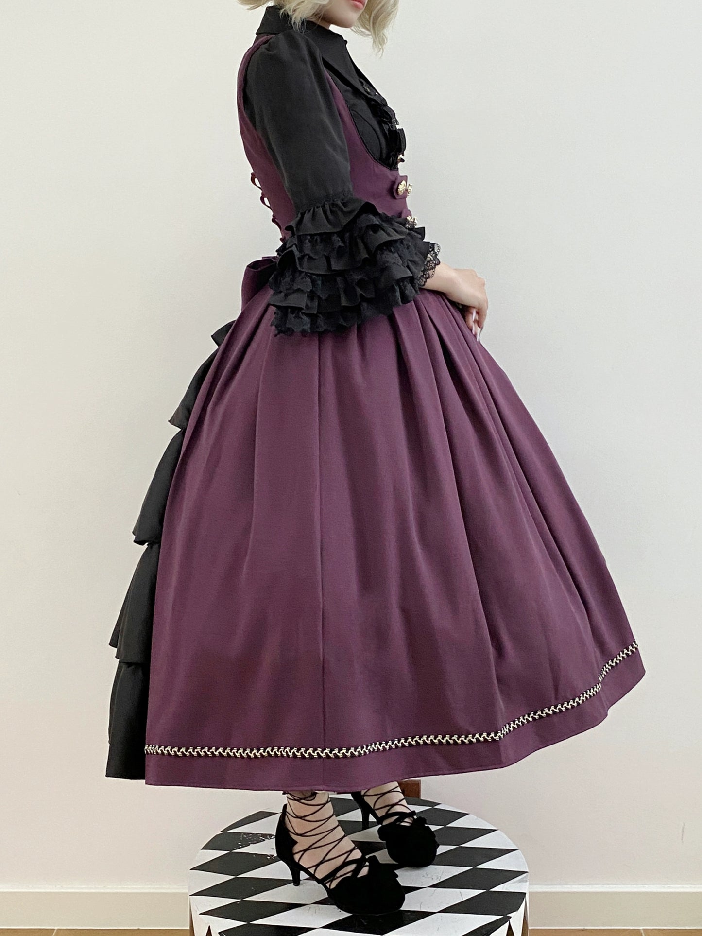 [Resale/Pre-orders available until 10/28] Bright Moon Corset Jumper Skirt, Plain Type [Dark Purple]