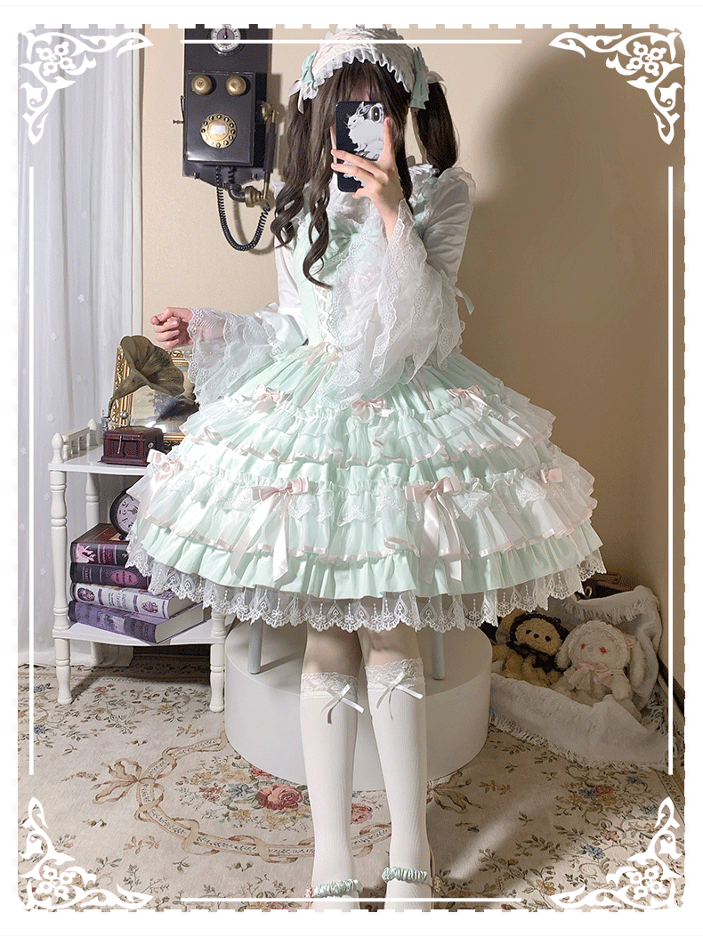予約販売】Antique Doll 刺繍レースのジャンパースカート – ロリータ 予約販売】Antique Doll 刺繍レースのジャンパースカート – ロリータ