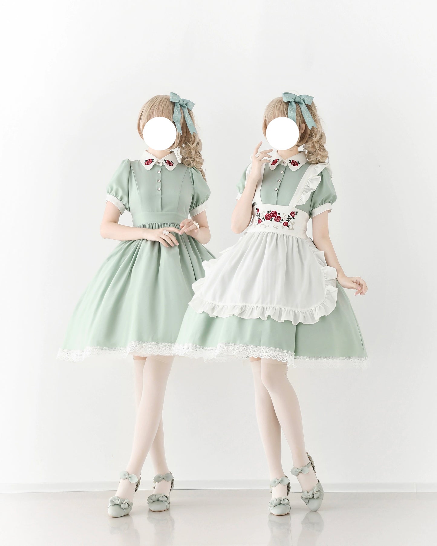 [Pre-orders available until September 3rd] New color of maid-style dress with red rose embroidery and apron