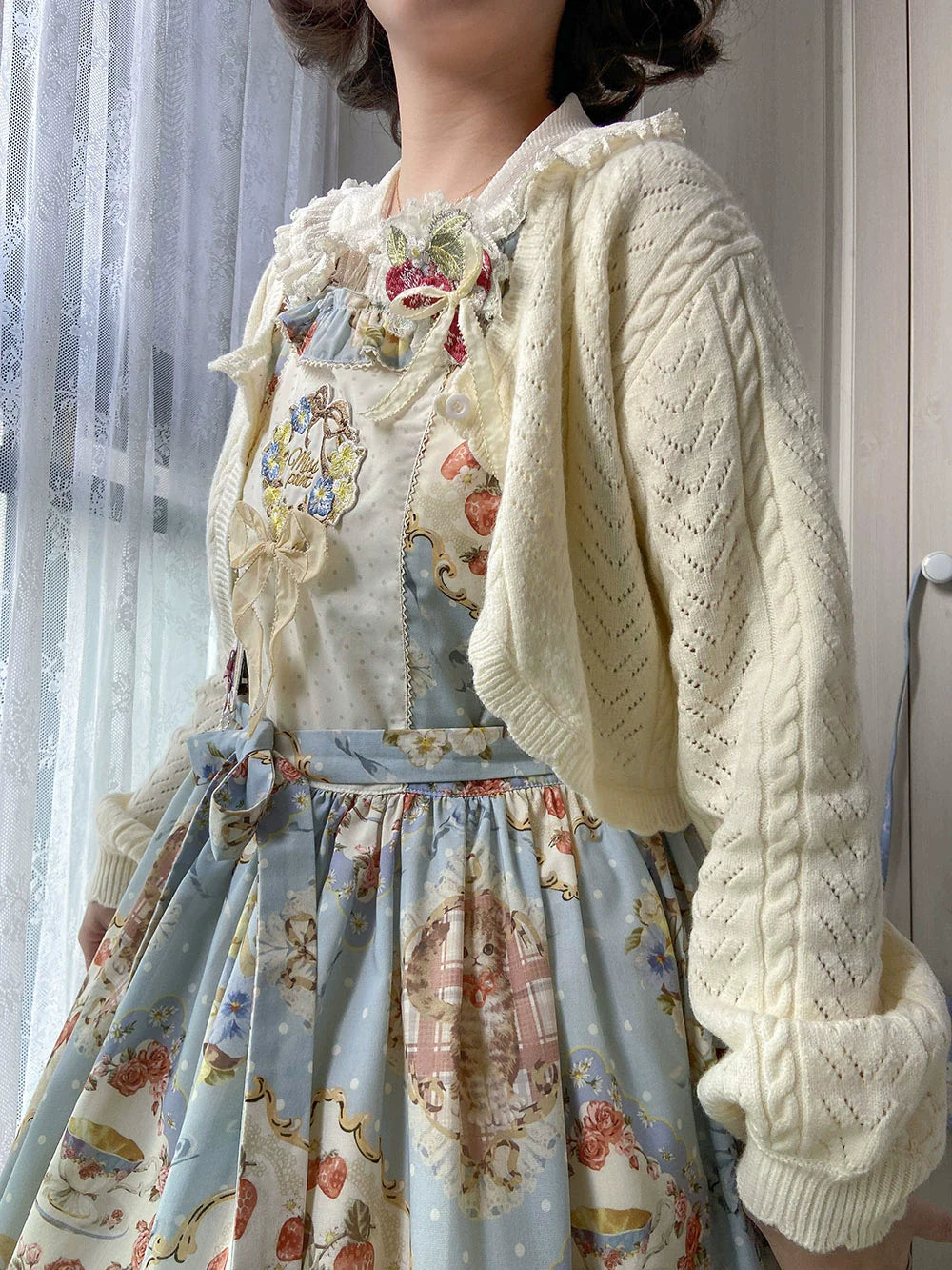 [Sale period has ended] Cat Rose Tea Party Knit Cardigan
