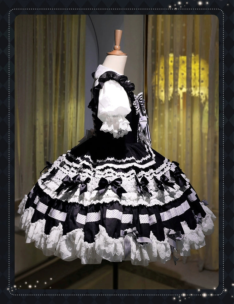 [Pre-orders available until 12/11] Concerto Out of Order Monotone Sweet Lolita Jumper Skirt Full Set