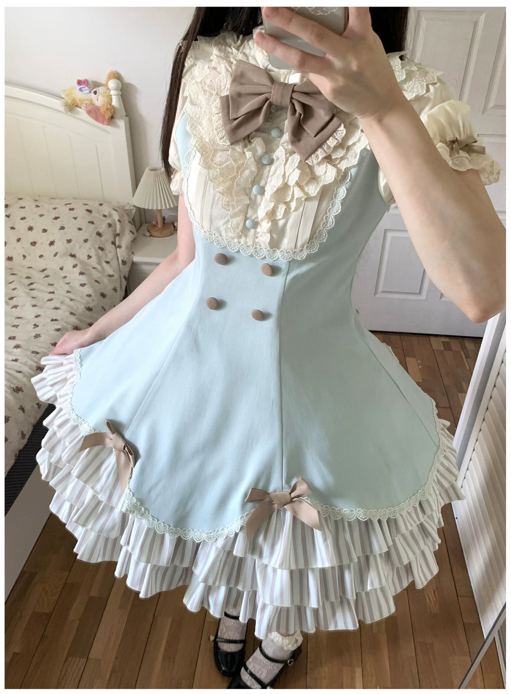 Sea Salt Cream Soda フリルレイヤードワンピース・ショート丈