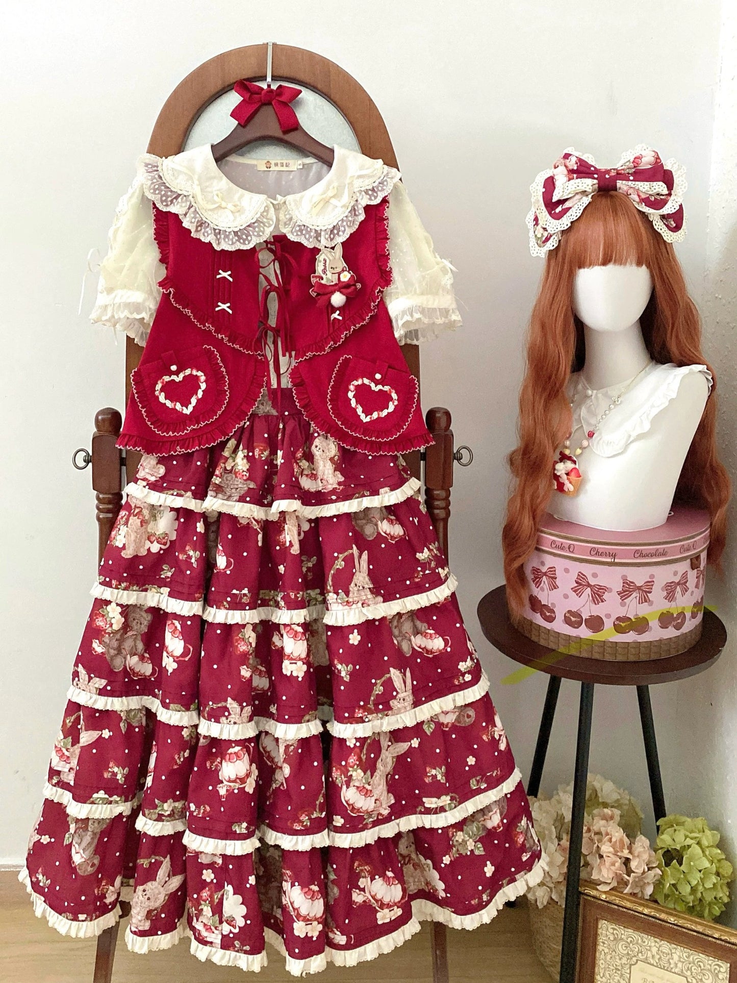 Bunny Bear Bunny Print Tiered Skirt