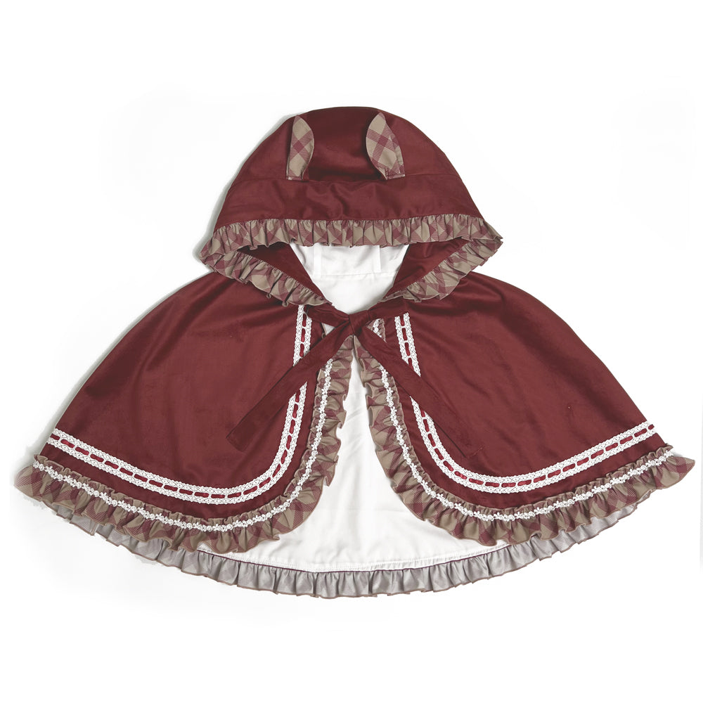 レトロガーリージャンパースカート エプロンとケープ付き 全2色