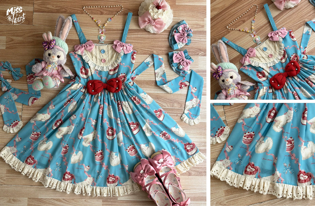 【予約販売】Sweet Cherry Cat ビブスジャンパースカート