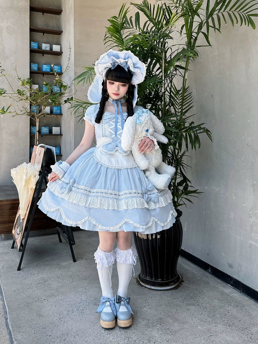【予約販売】Antique Petal Rabbit リボンワンピース