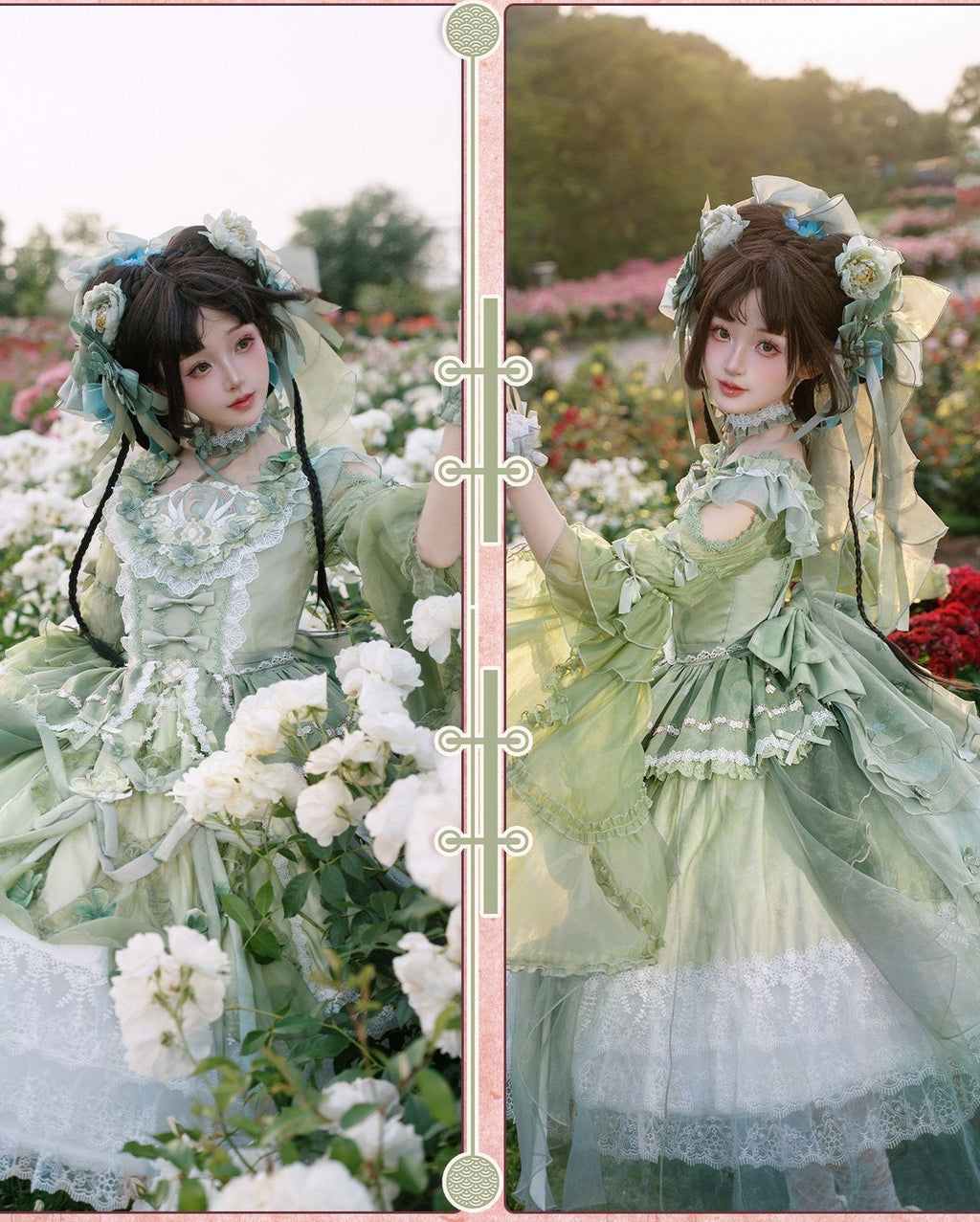 【受注予約6/28まで】瑠璃花霞 華ロリドレス・蒹葭（グリーン）