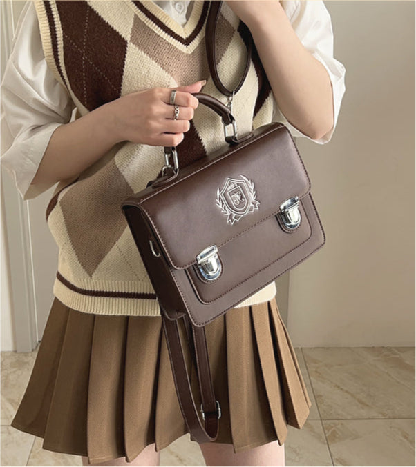 スクール風 ショルダーストラップ付3wayバッグ