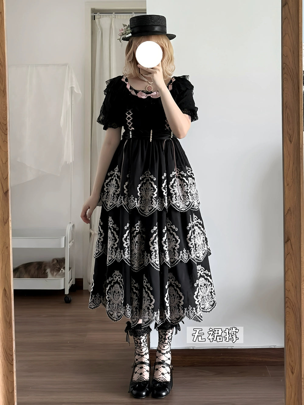 【予約販売】Noble Garden 付け袖付き刺繍ワンピース