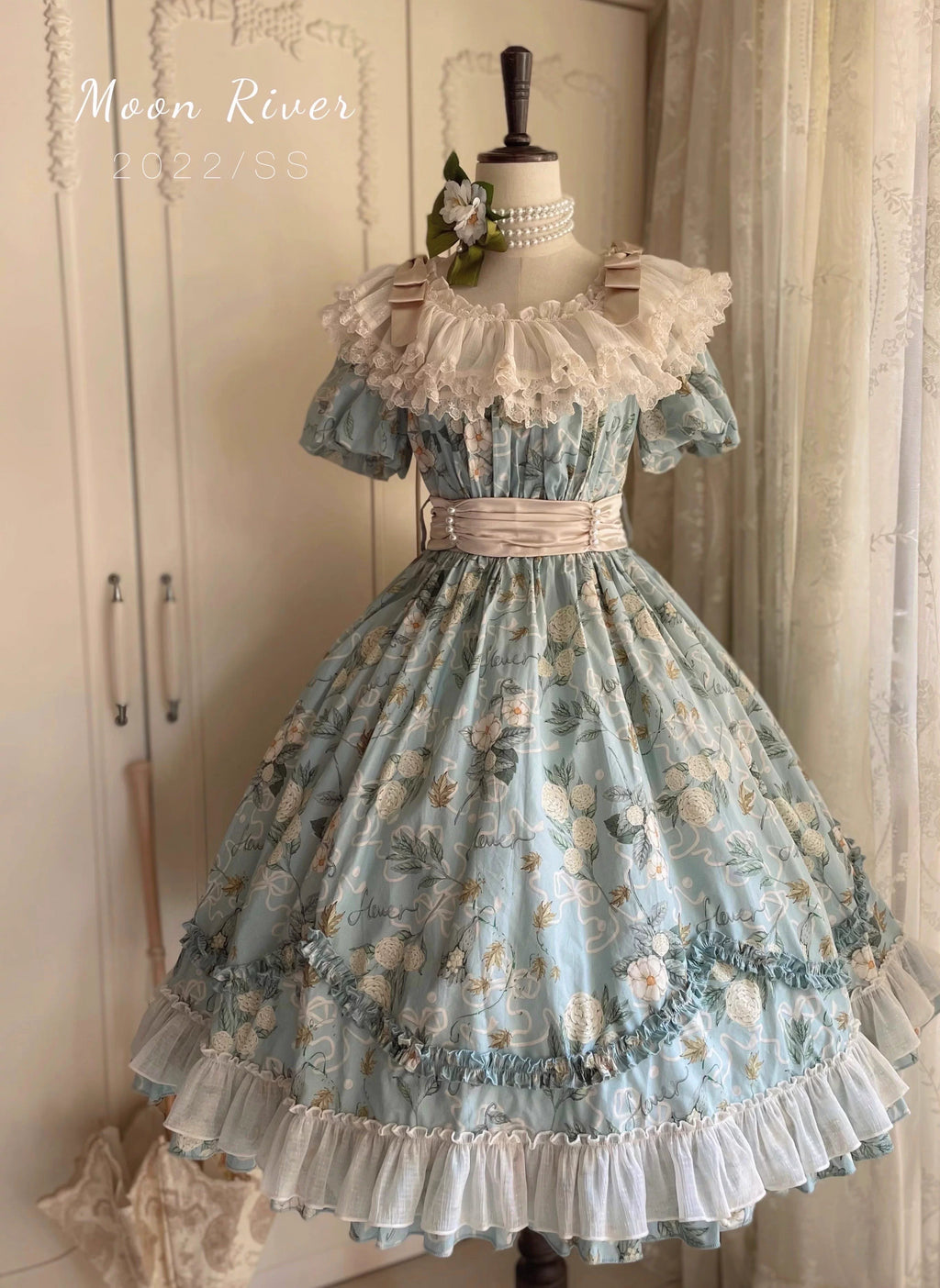Camellia and Pearl プリントレースワンピース