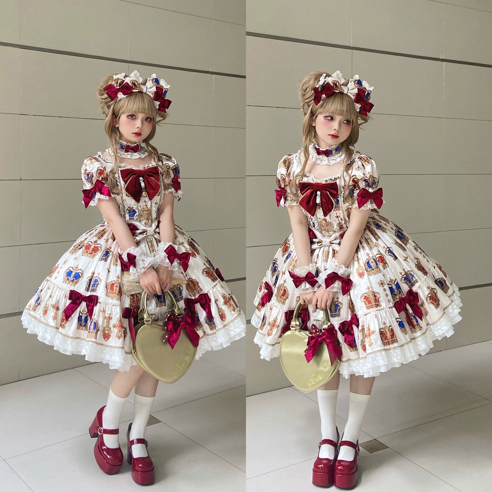 【再販・受注予約3/9まで】Star Crown ベルベットリボンのプリントワンピース