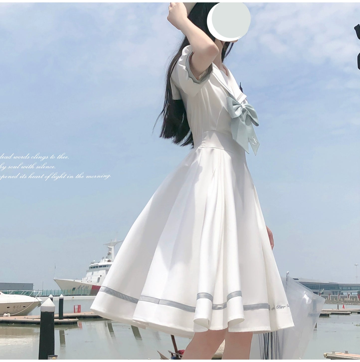 Blue Sea and Bright Moon Sailor Collar Dress