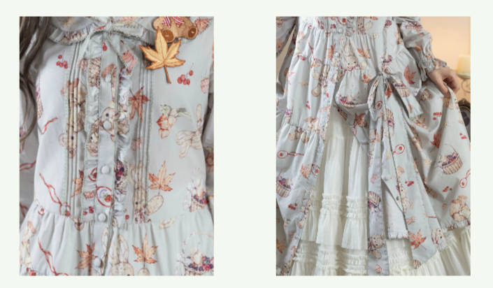 [Pre-orders available until 11/4] Autumn Rabbit Bear One-piece dress and jumper skirt simple version