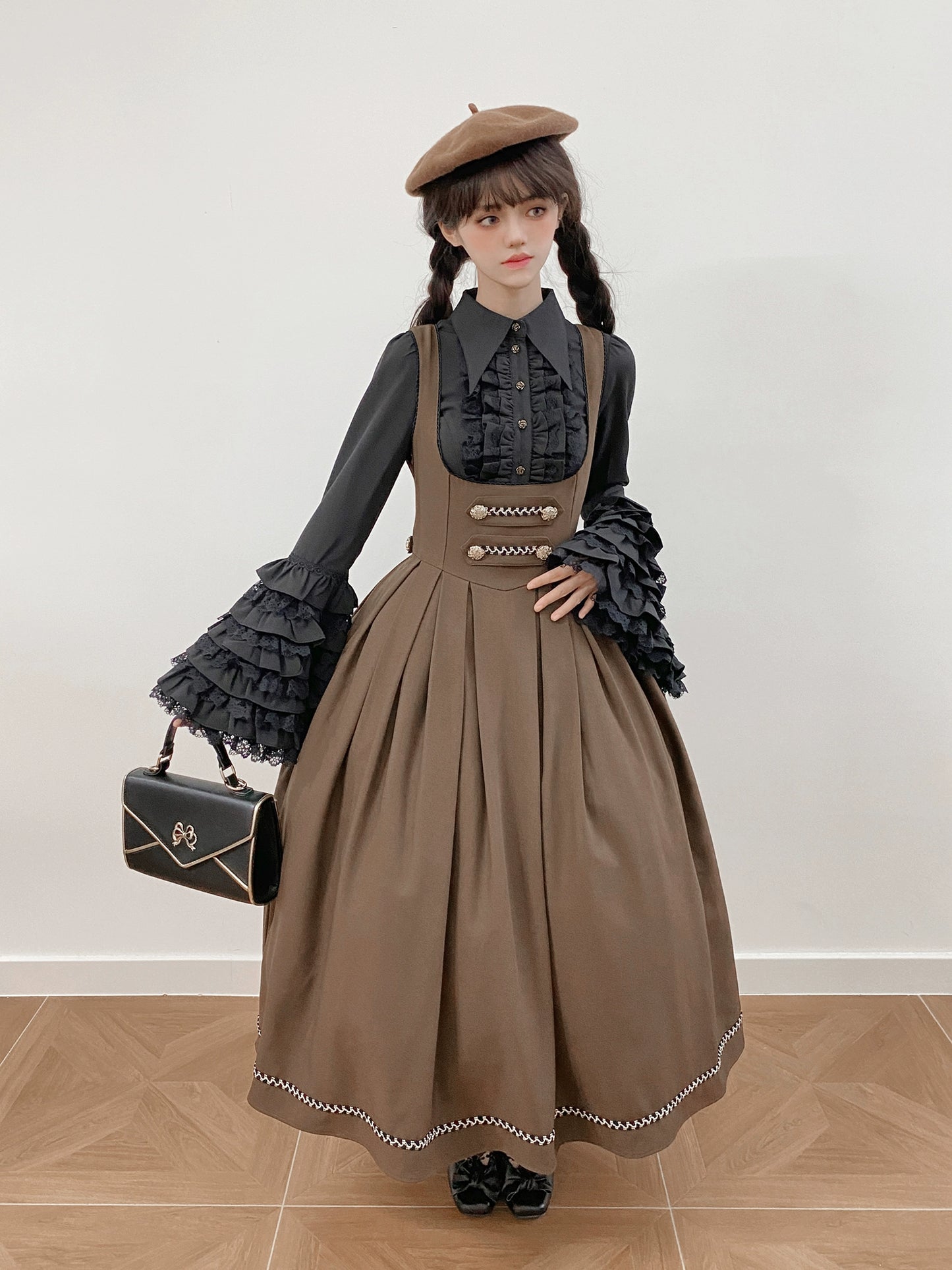 [Pre-orders available until 9/29] Bright Moon Corset Jumper Skirt, Plain Type [Brown]