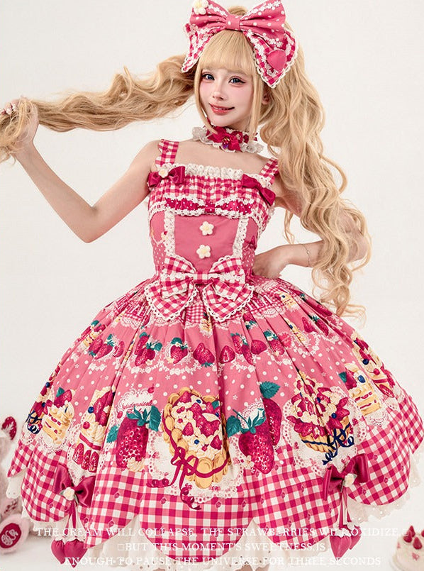 【受注予約8/26まで】Strawberry Cake Guide プリントジャンパースカート ・新色