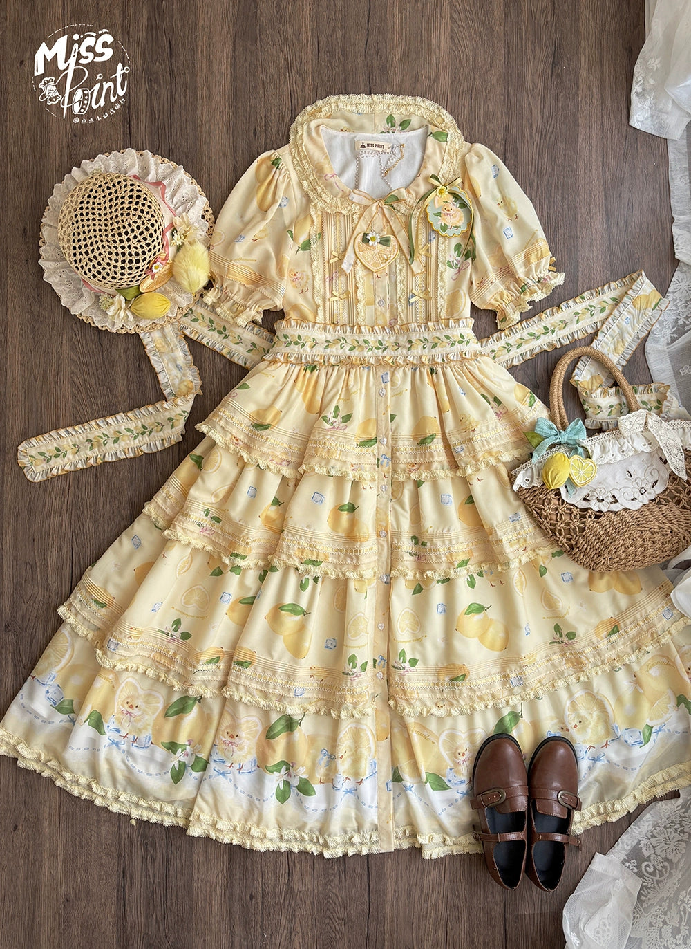 【予約販売】Lemon Sweetie プリント半袖ワンピース・ラグジュアリータイプ