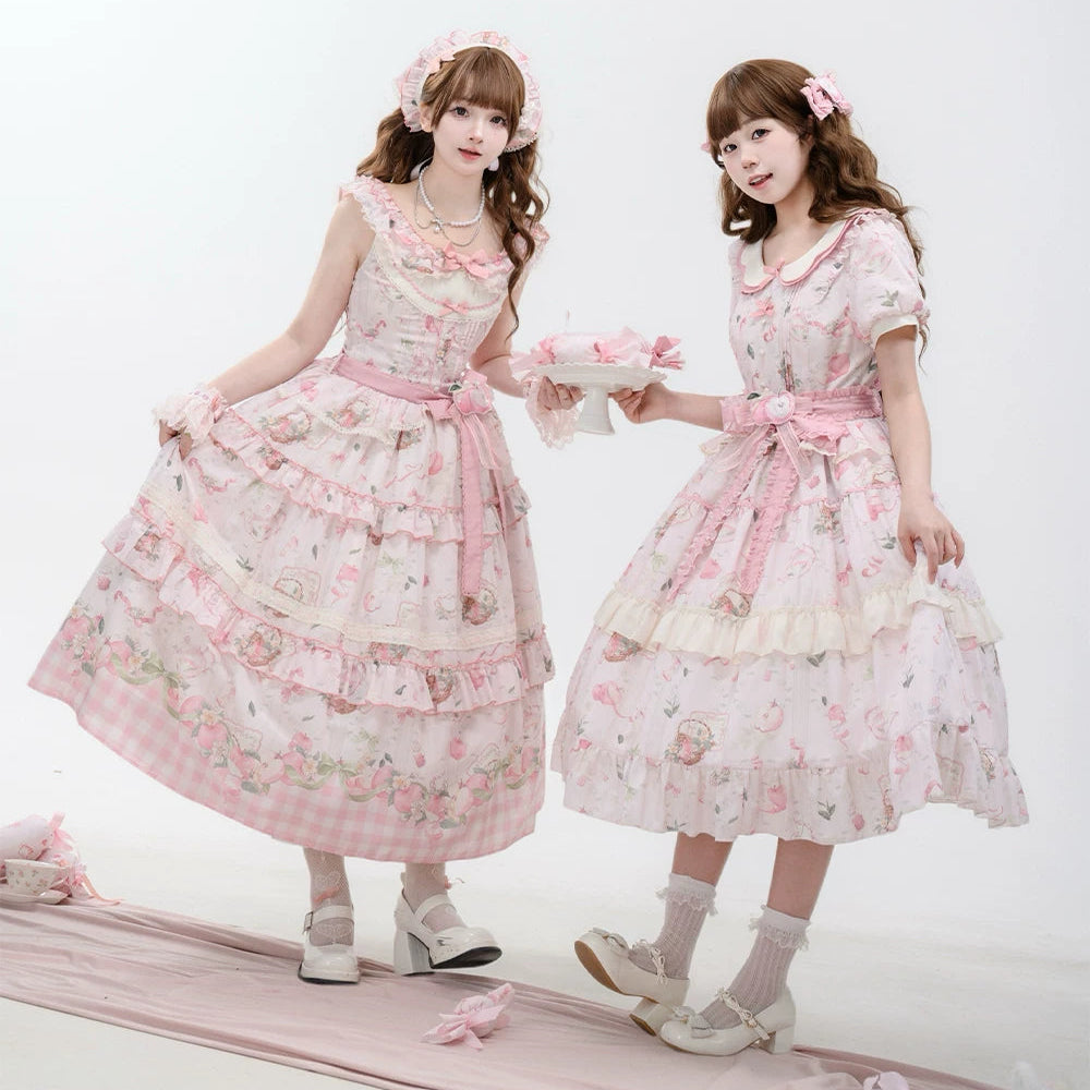 【受注予約9/2まで】Natural Apple Tea ガーデンジャンパースカート・ピンク