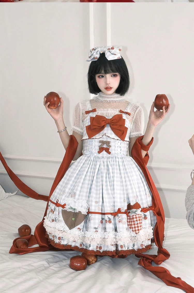 [Sales period ended] Cherry and Heart sheer dot short sleeve blouse