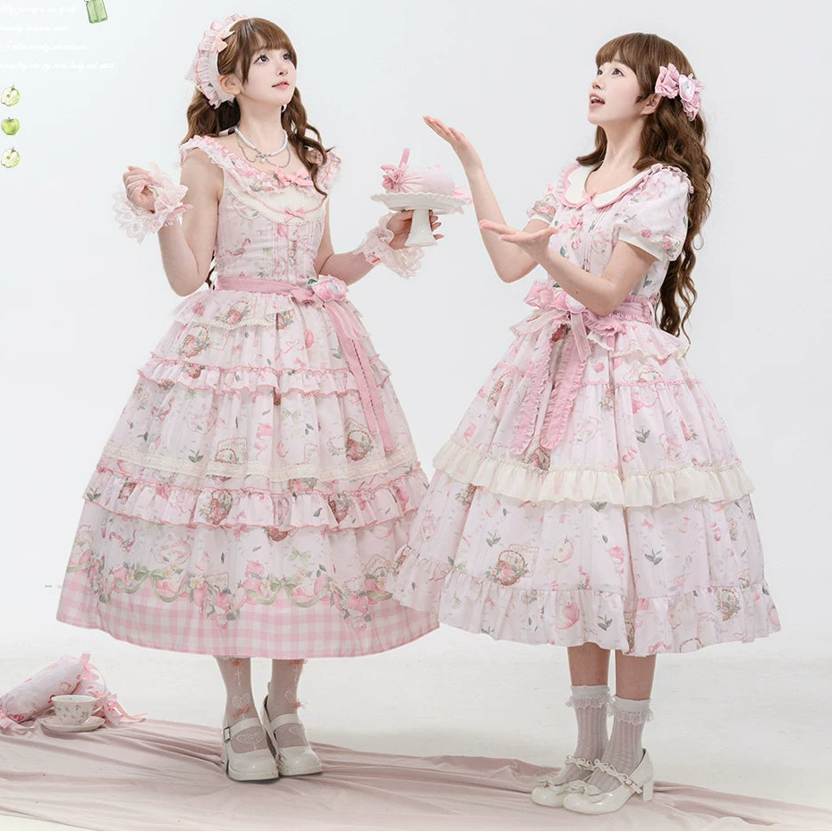 【受注予約9/2まで】Natural Apple Tea ガーデンジャンパースカート・ピンク