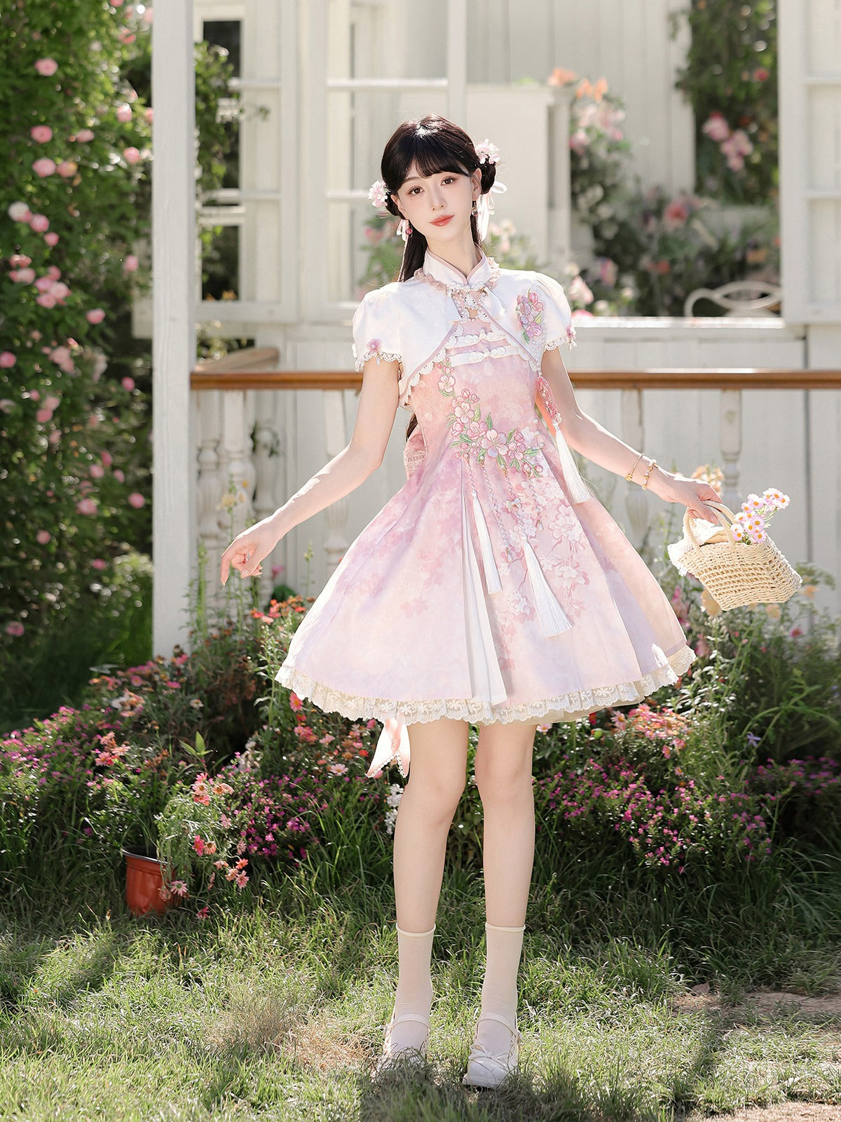 桜の手紙 華ロリジャンパースカートとボレロ