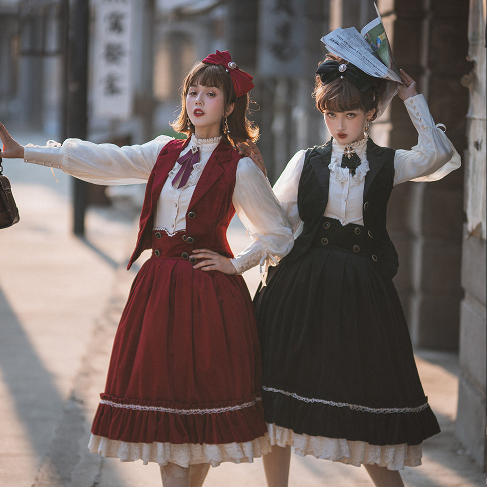 【予約販売】英国クラシカルロリィタ ベルベットハイウエストスカート