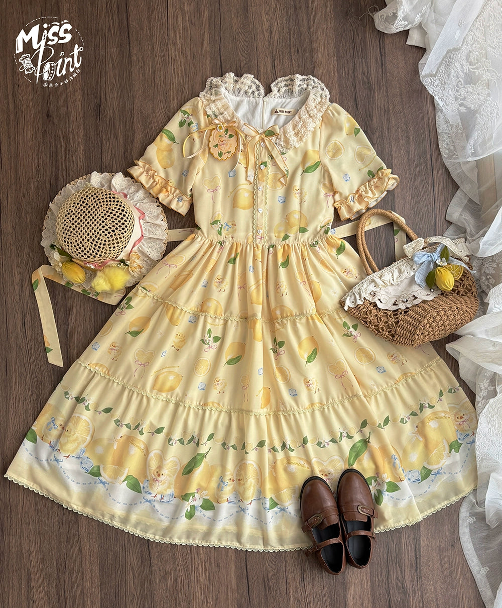 【予約販売】Lemon Sweetie プリント半袖ワンピース・デイリータイプ