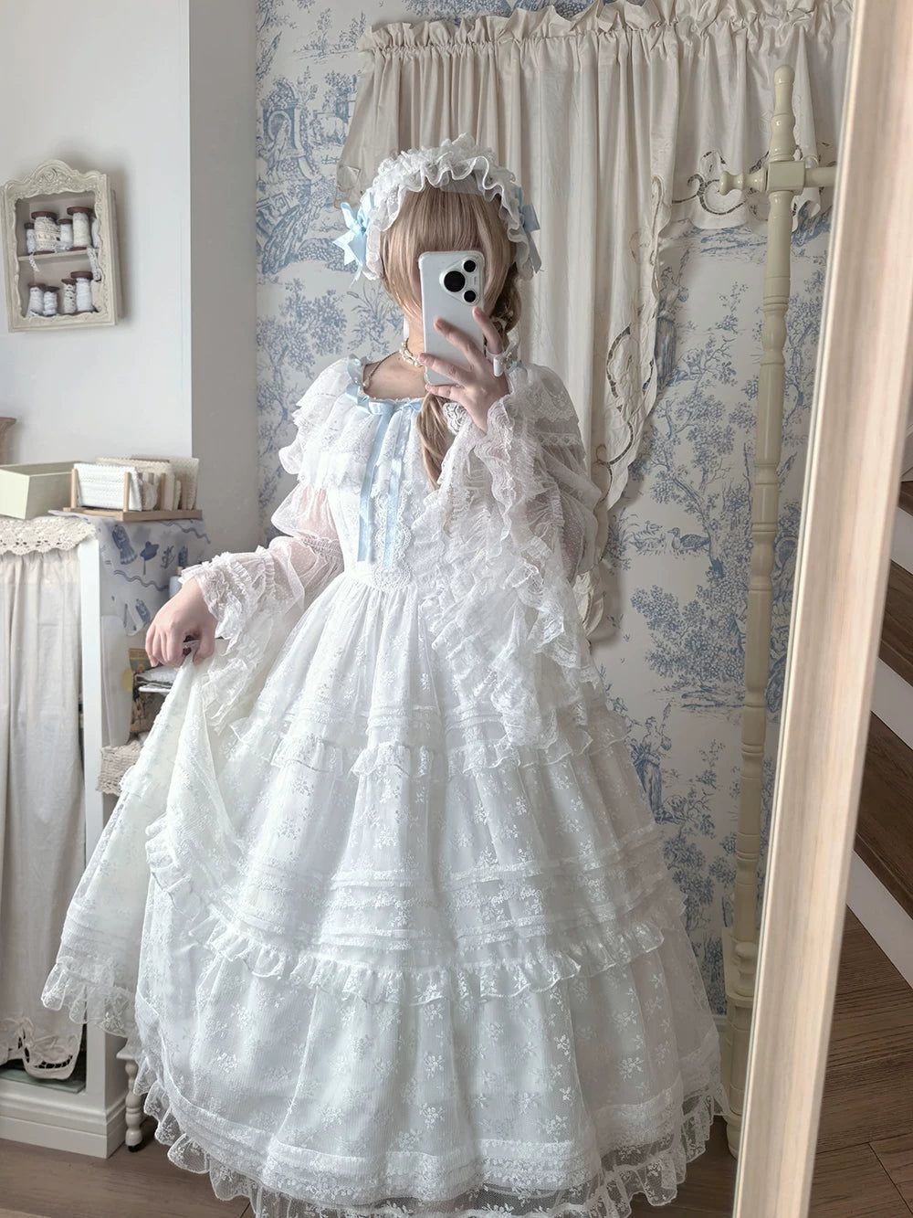 【受注予約10/13まで】Dream Lace ショールレースジャンパースカート