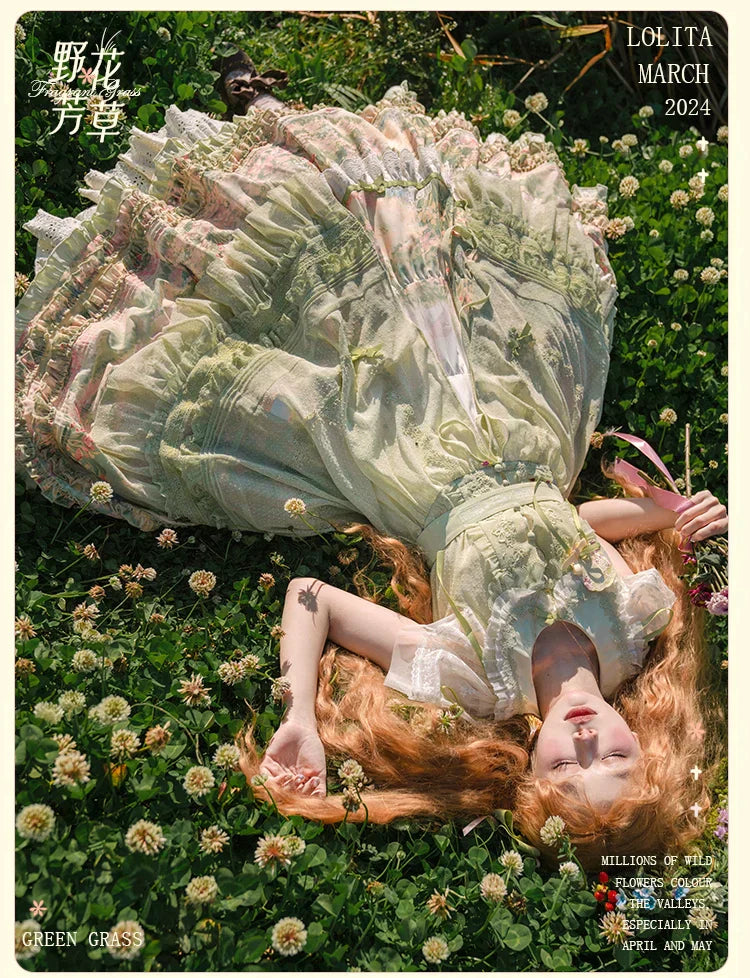 [Resale/Pre-orders available until 2/12] Fragrant Grass Flare Sleeve Tiered Dress
