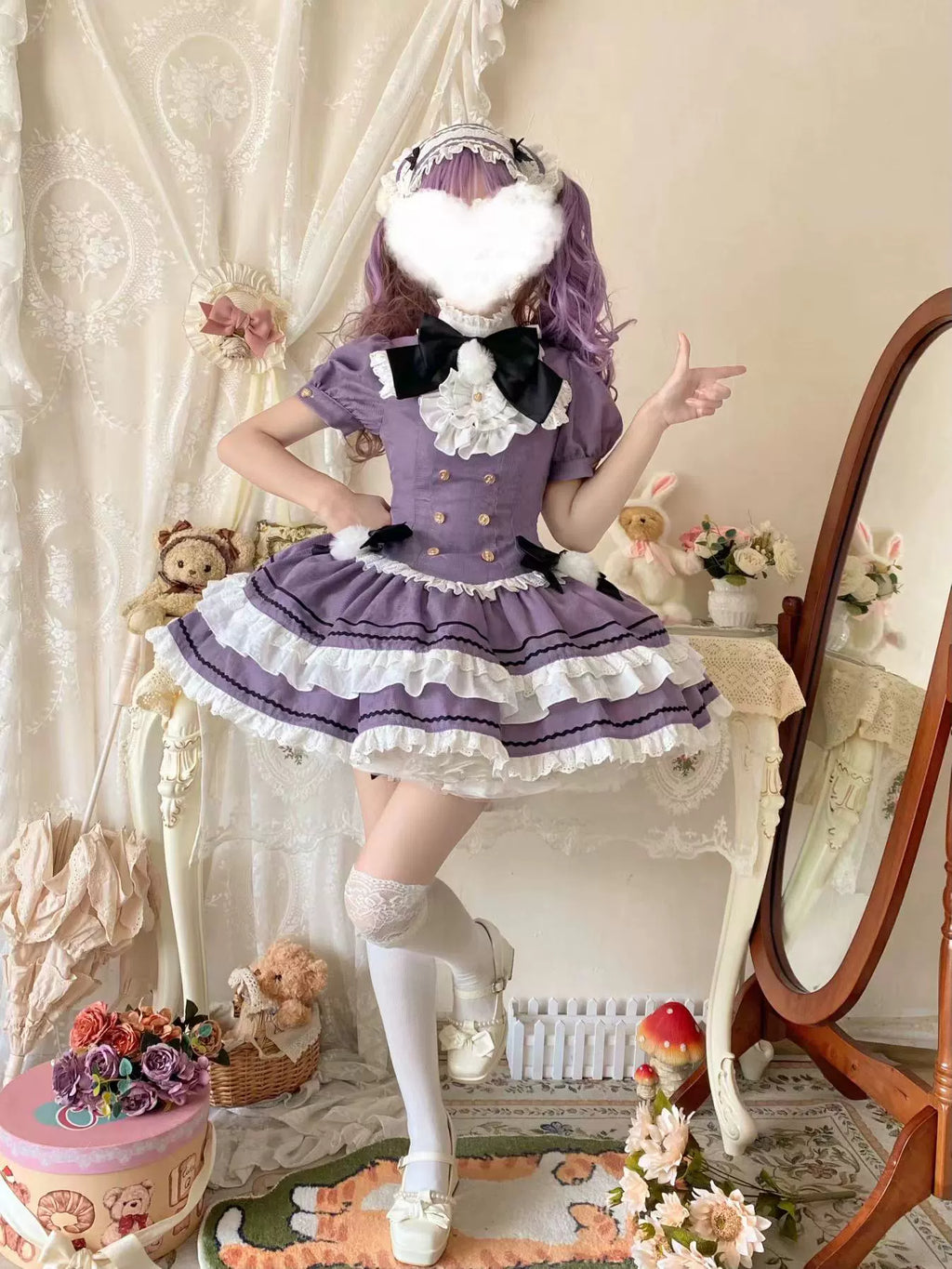 【再販・受注予約7/16まで】Fairydoll Maid ミニ丈半袖ワンピース エプロン・ドロワーズ付き