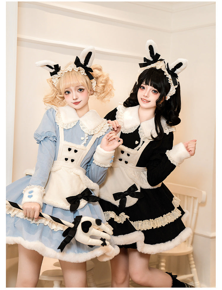うさ耳アリス エプロン付きティアードワンピース7点セット