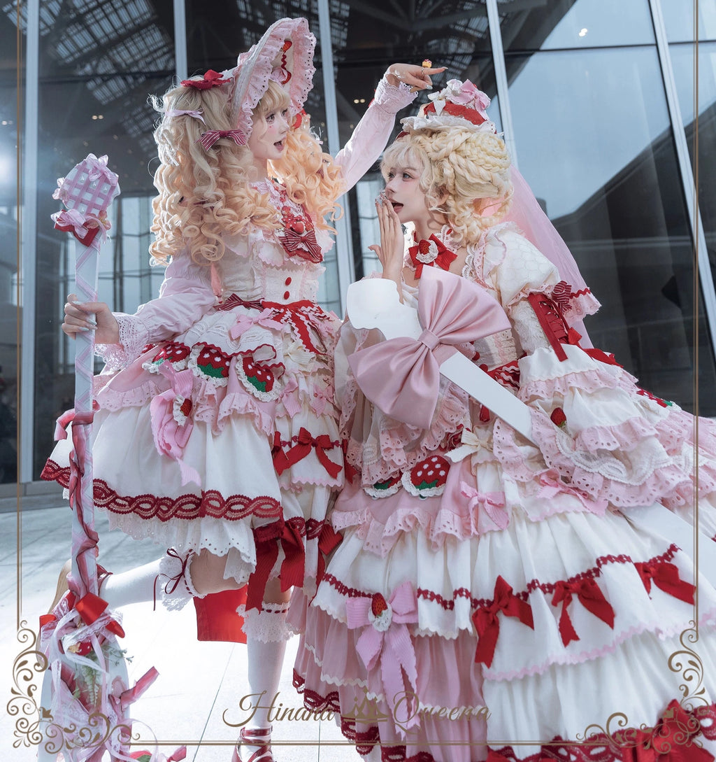 Strawberry Party リボンとフリルのデコレーションドレス・ノースリーブタイプ