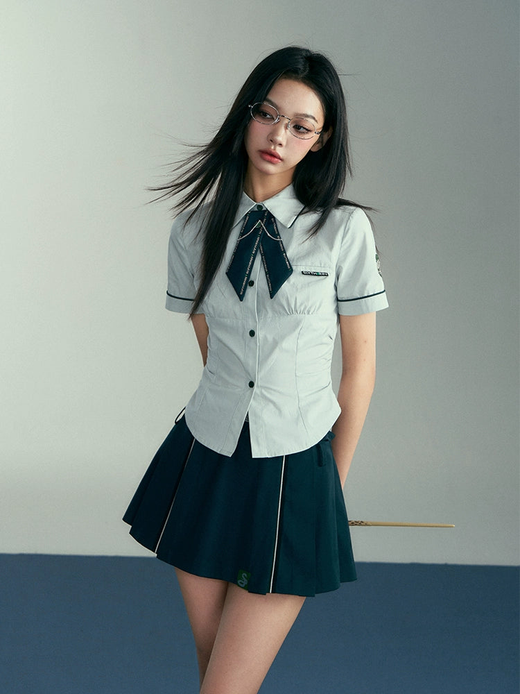 [Pre-order] Hogwarts School of Witchcraft and Wizardry Lined Waist Shaved Short Sleeve Blouse