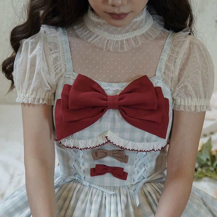 [Sales period ended] Cherry and Heart sheer dot short sleeve blouse