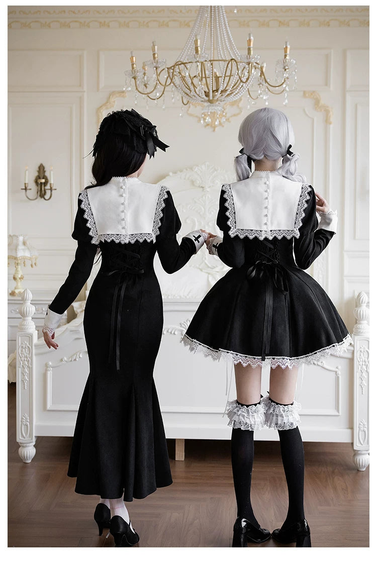 【予約販売】ゴシックレースアップワンピース・ショート丈