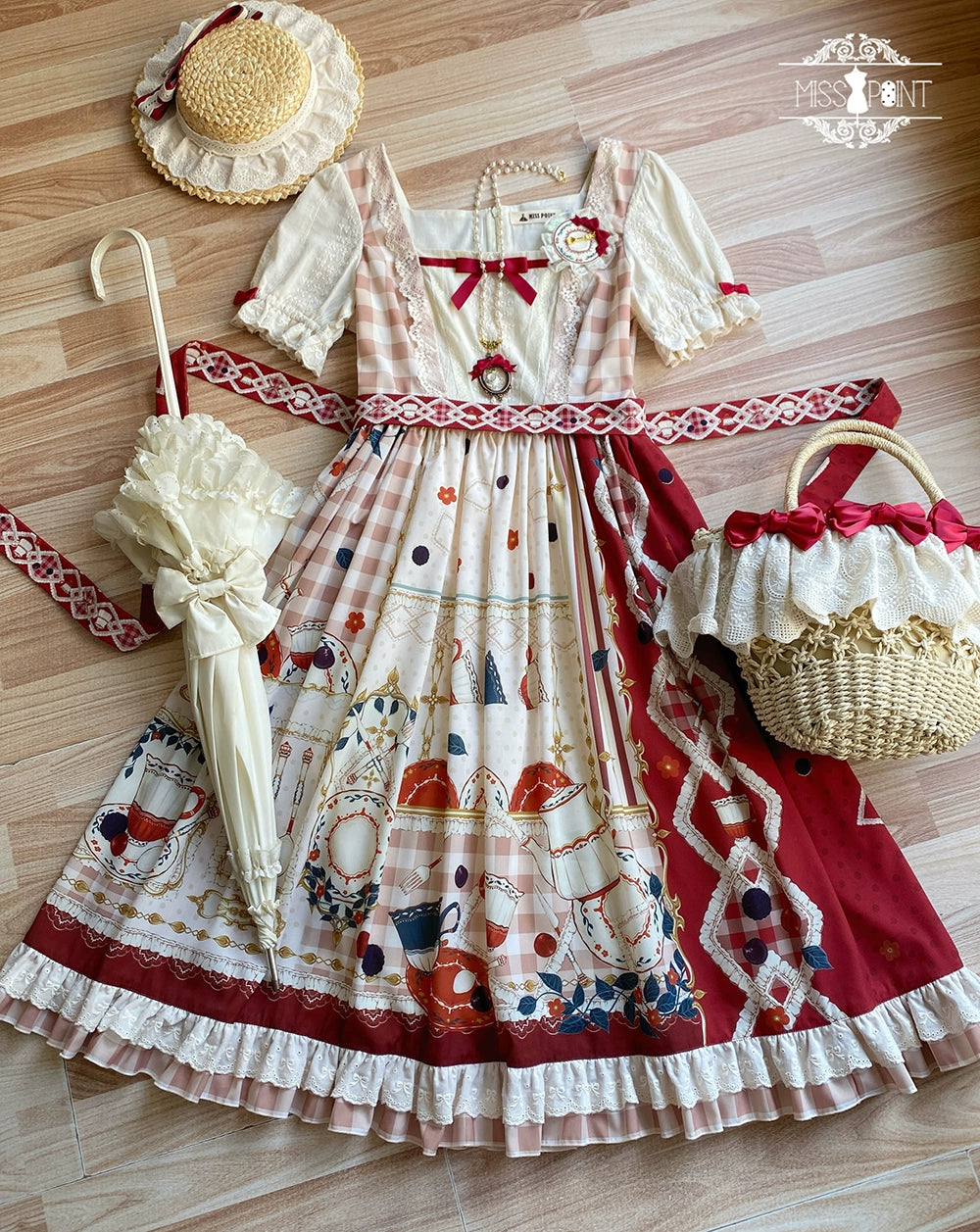 【予約販売】Picnic Tea Party スクエアネックワンピース