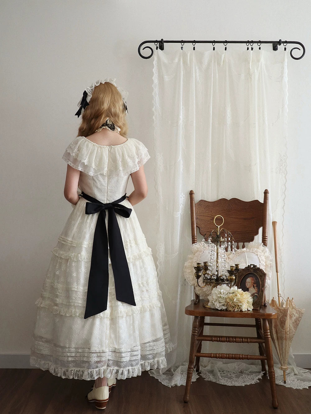 【受注予約10/13まで】Dream Lace ショールレースジャンパースカート