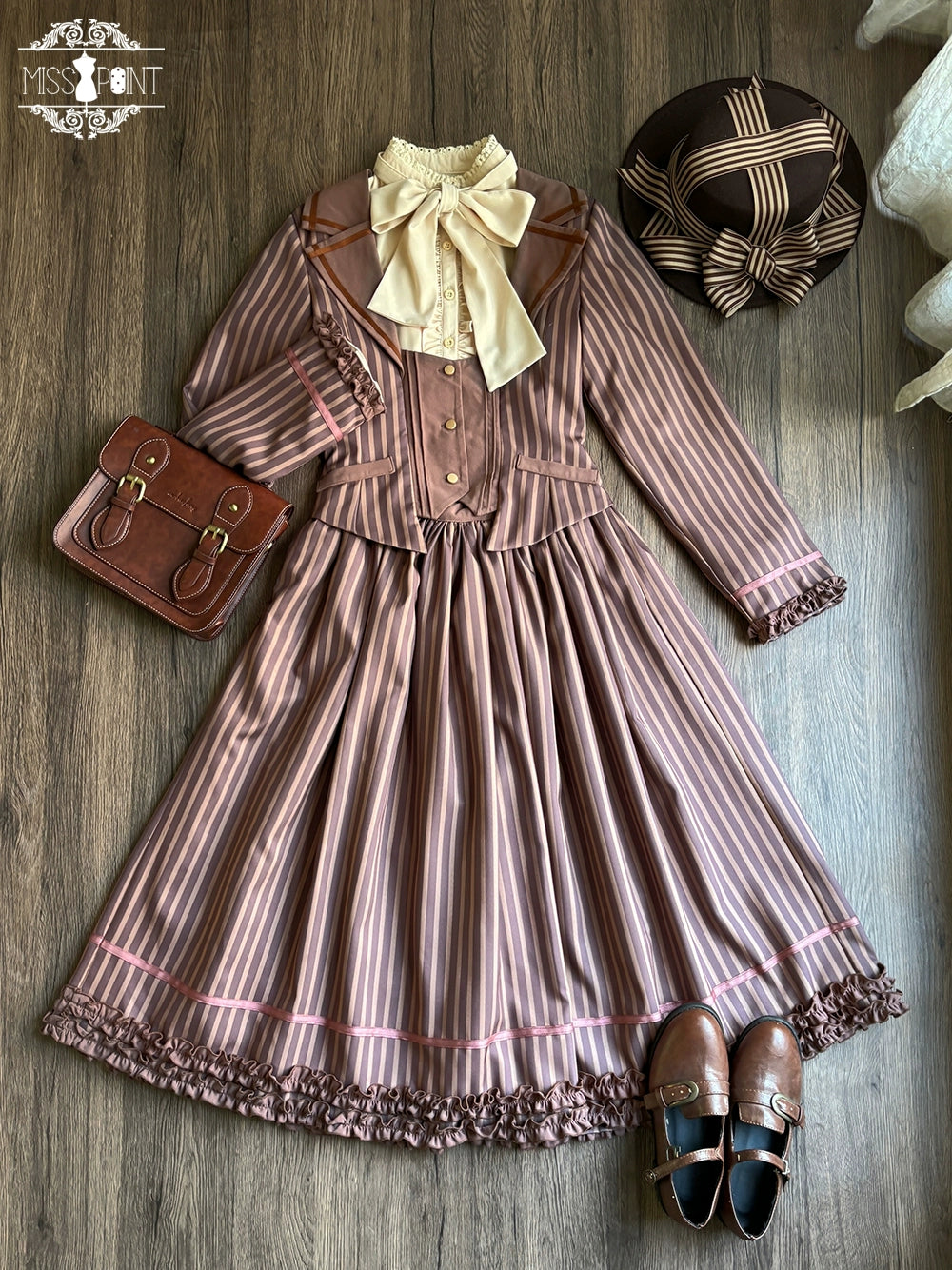 【受注予約12/4まで】Classic Chocolat Stripe ストライプスカート・ロング丈