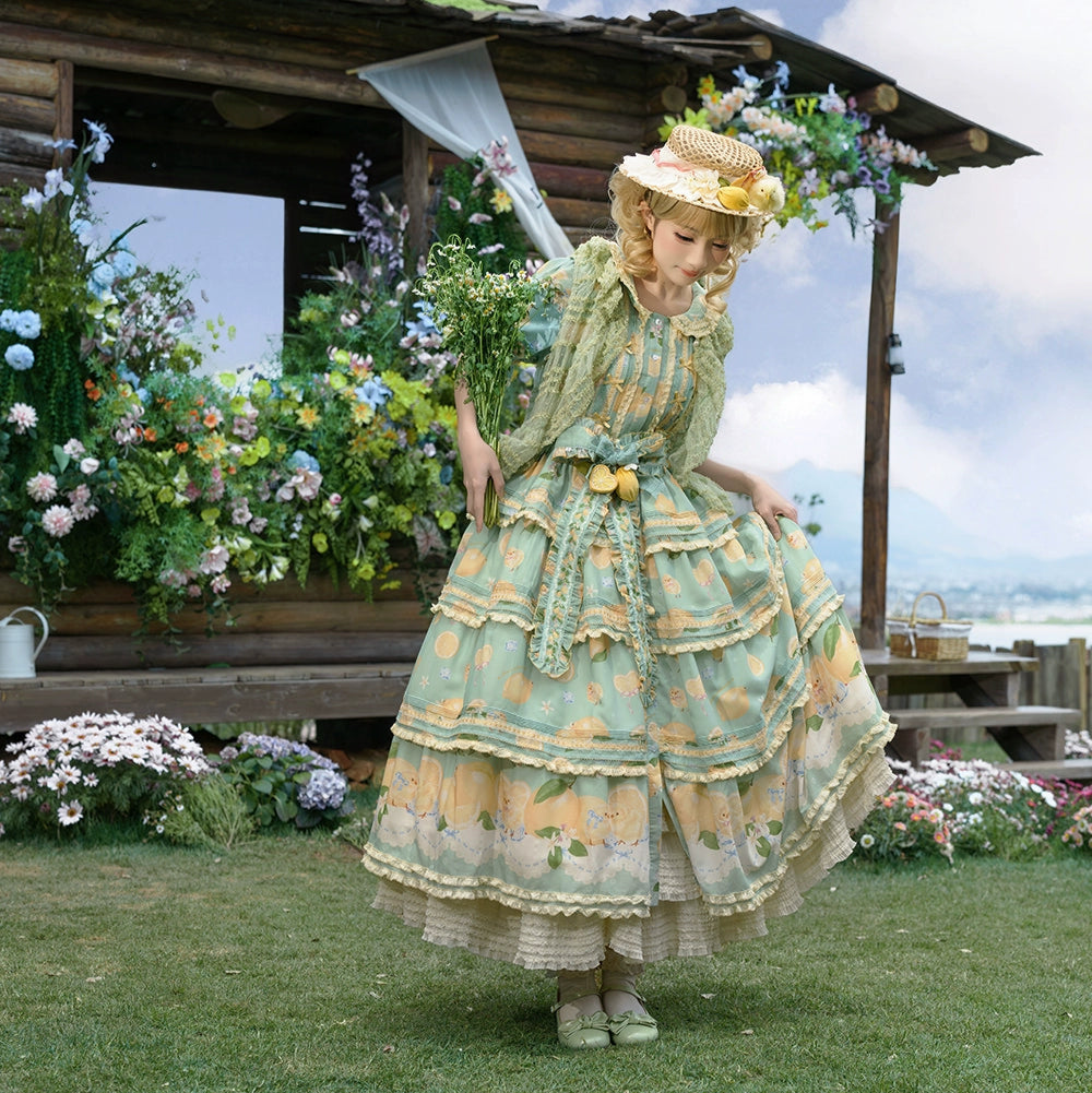 【予約販売】Lemon Sweetie プリント半袖ワンピース・ラグジュアリータイプ