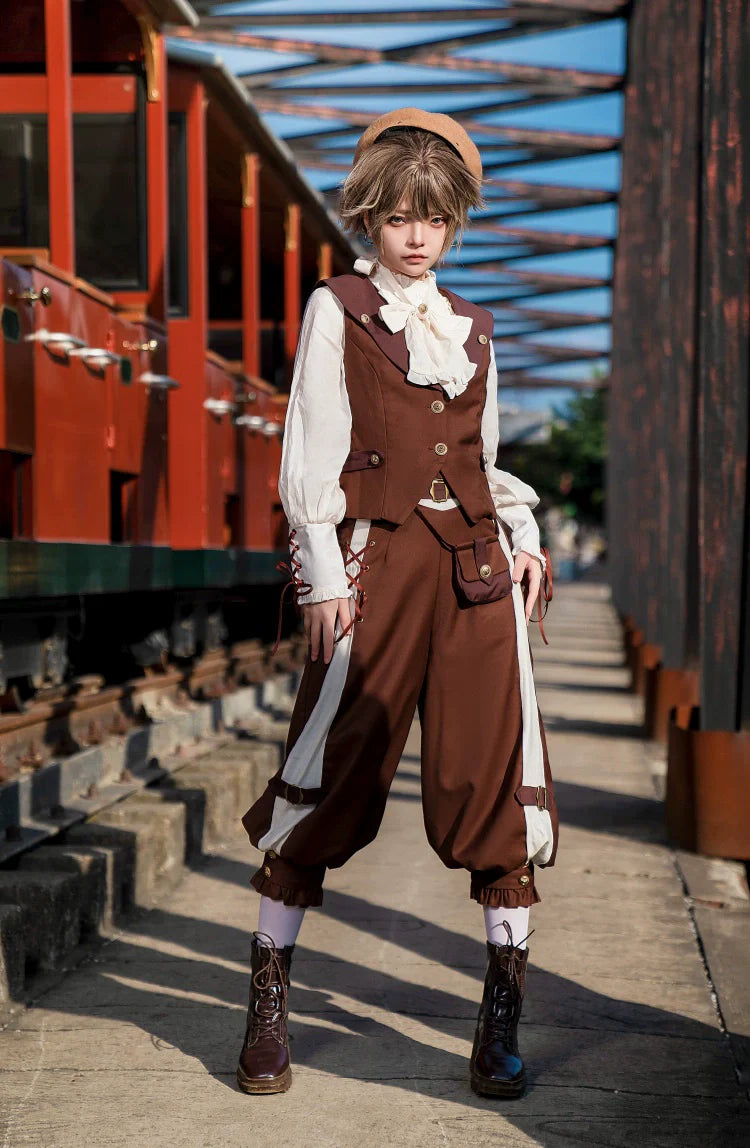 Pirate-style overalls pants 4-piece set