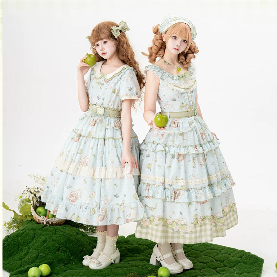 【受注予約9/2まで】Natural Apple Tea ガーデンワンピース・ブルーグリーン
