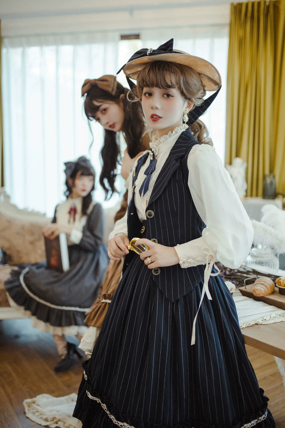 【予約販売】英国クラシカルロリィタ 縦縞ハイウエストスカート
