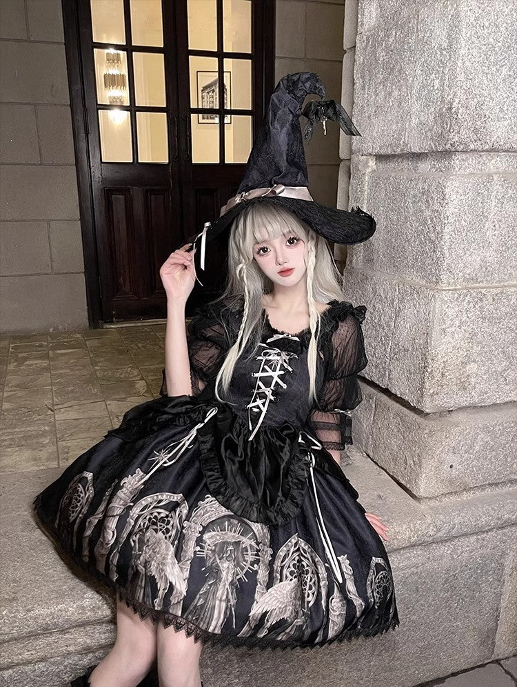 Eternal Night Front Lace-up Gothic Lolita Jumper Skirt