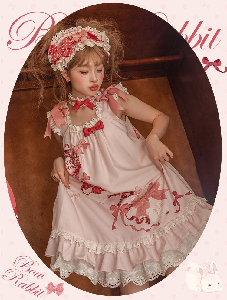 【受注予約6/11まで】Bow Rabbit フレアスリーブジャンパースカート