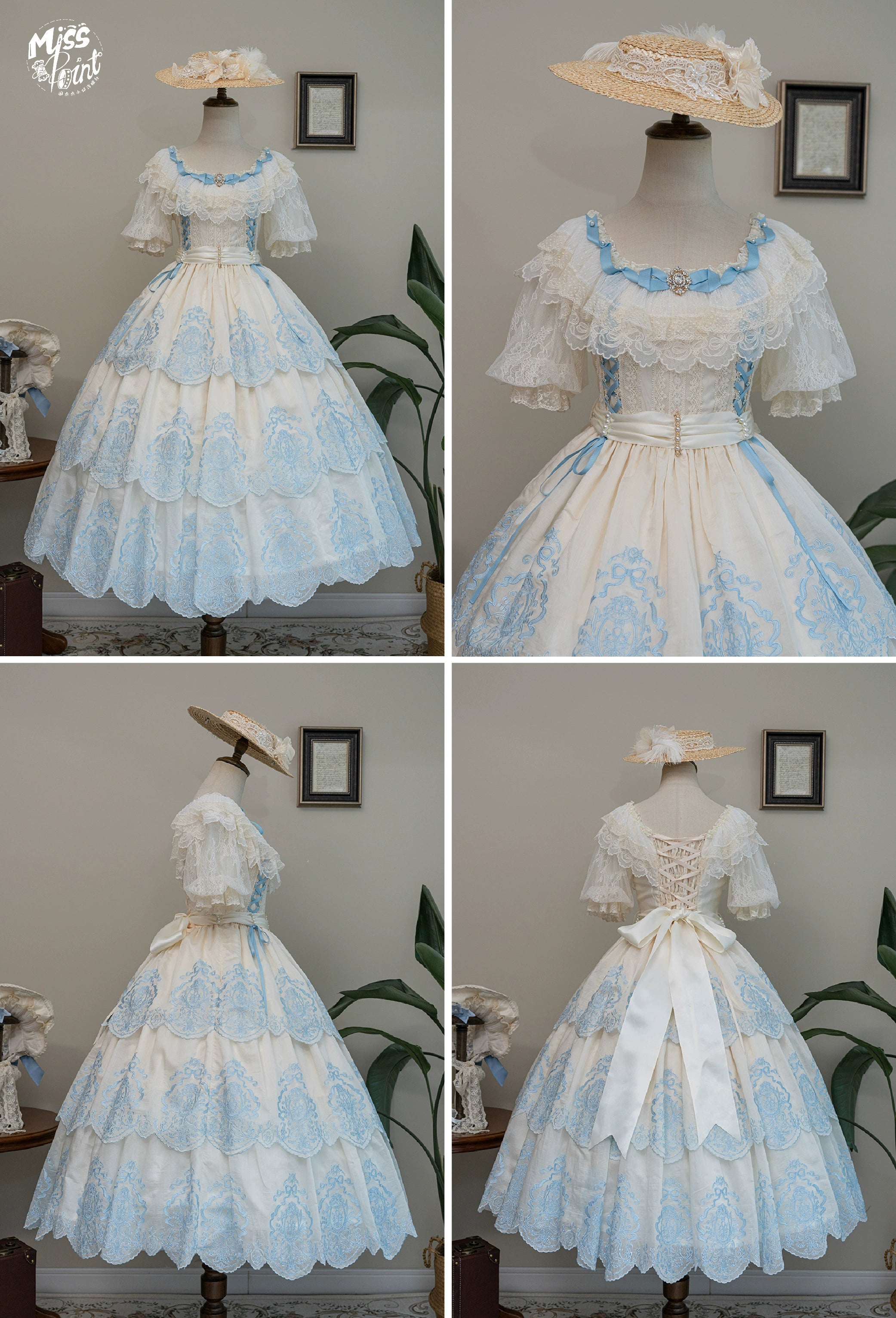 【予約販売】Noble Garden 付け袖付き刺繍ワンピース