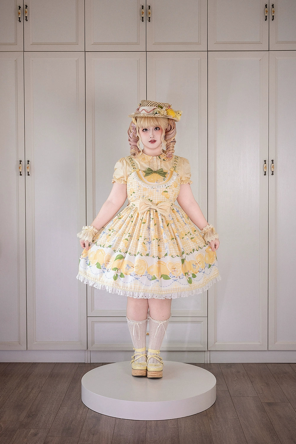 【予約販売】Lemon Sweetie プリントジャンパースカート・ミドル丈