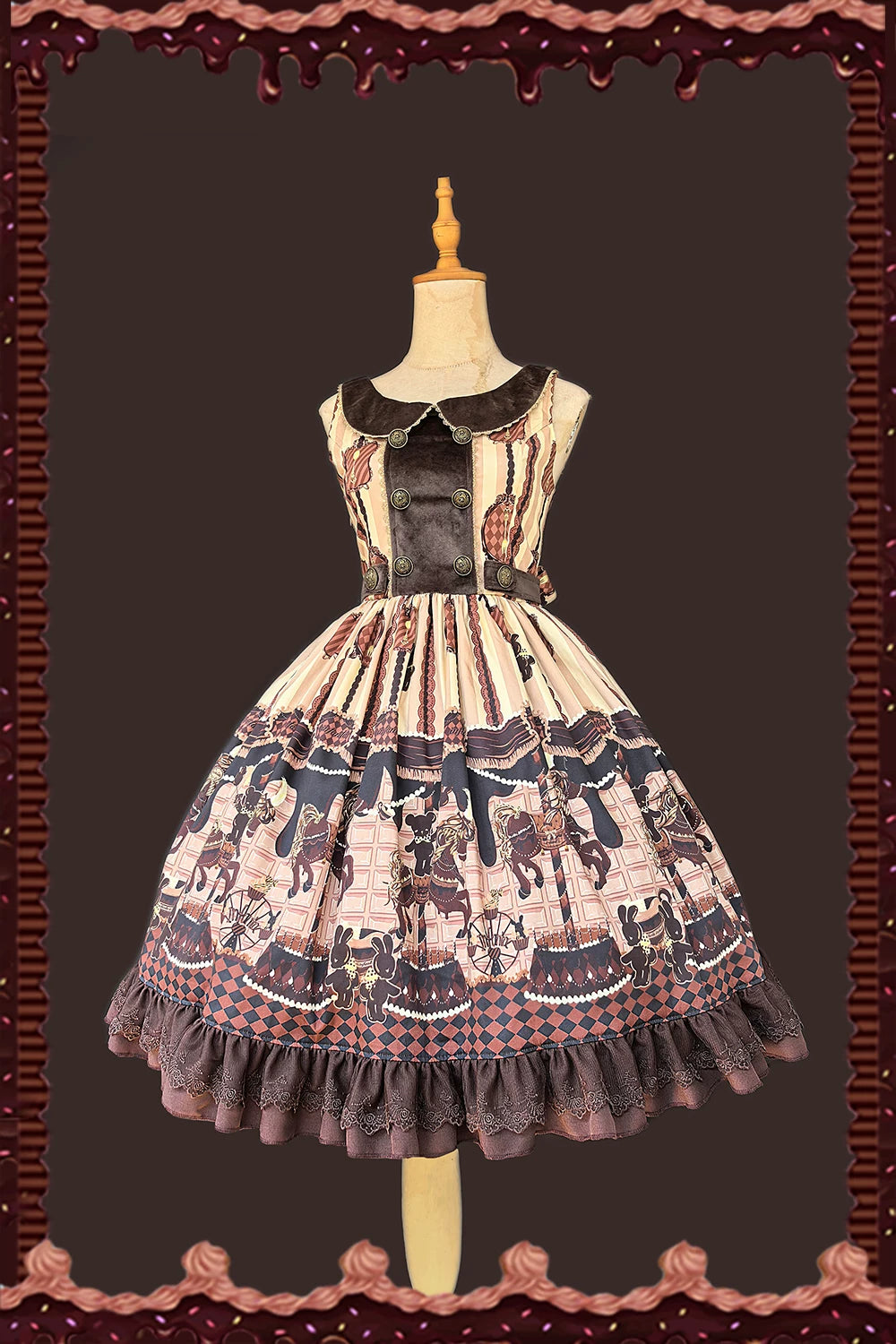 【予約販売】Chocolate Carousel プリントジャンパースカート