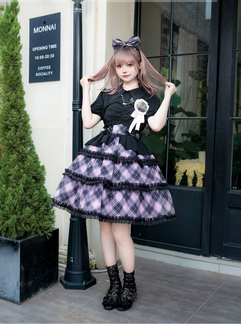 Margaret Girl チェックのジャンパースカートセット