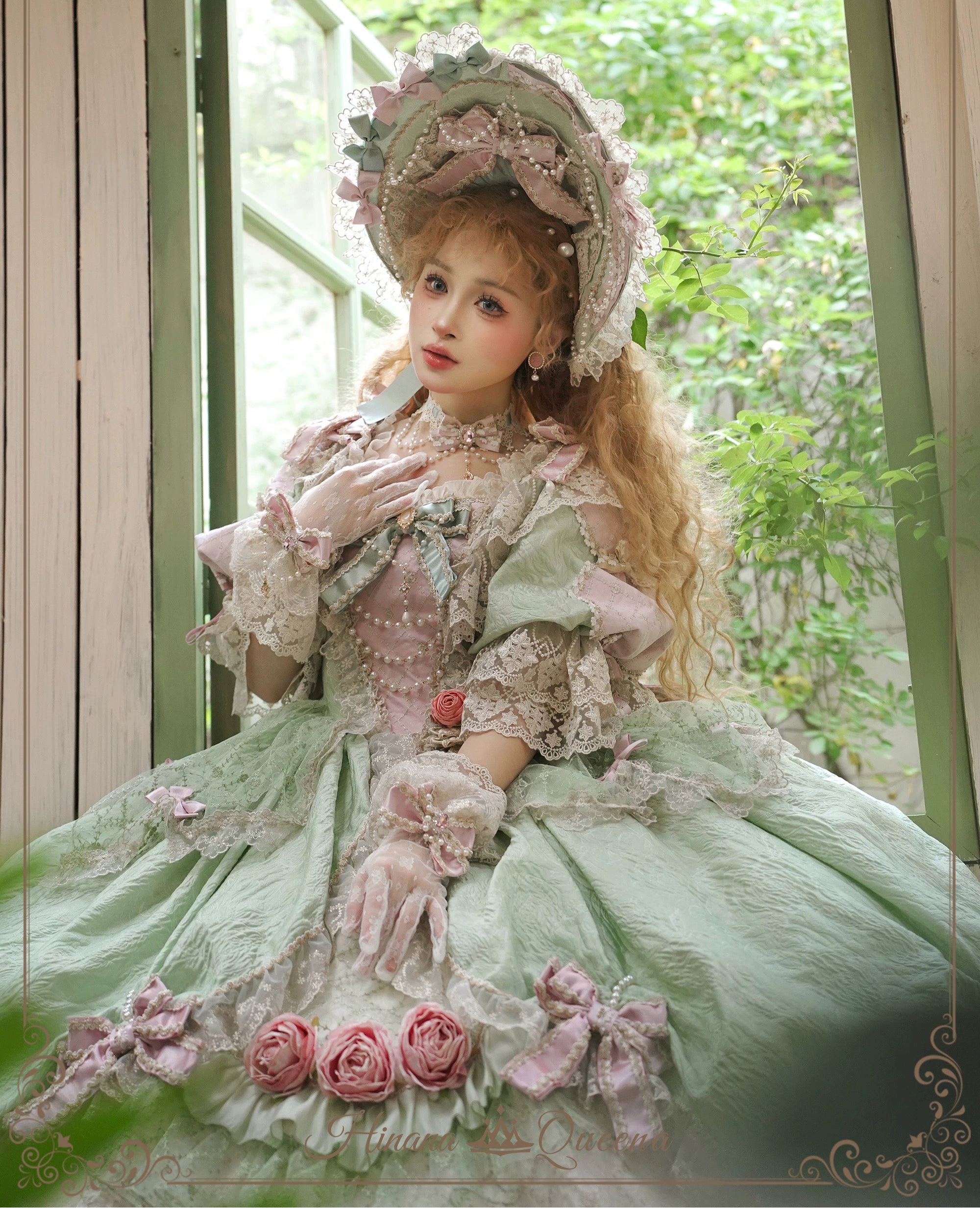 【受注予約6/26まで】Mirror Snow White プリンセスロングドレス・パステルグリーン