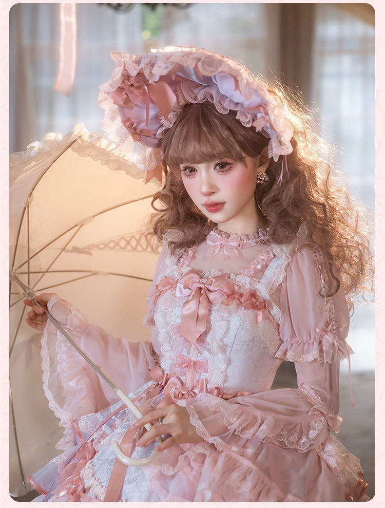 【受注予約8/6まで】Rose Courtyard レースとリボンのジャンパースカート・新色